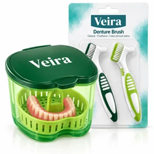 Night Kit: a soak cup and two denture brushes